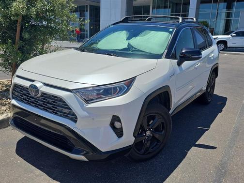 Blizzard Pearl w/Midnight Black Metallic Roof 2020 Toyota RAV4 Hybrid SE