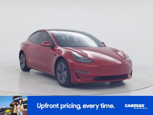 Red 2021 Tesla Model 3 Long Range