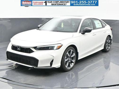 Platinum White Pearl 2026 Honda Civic Hybrid Sport Touring Sedan