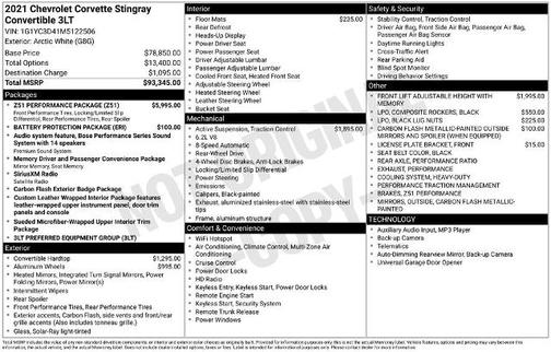 2021 Chevrolet Corvette STINGRAY W/3LT