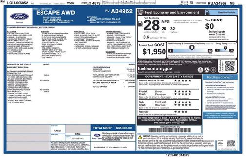 White Metallic 2024 Ford Escape ST-Line