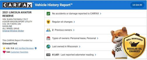 2021 Lincoln Aviator Reserve AWD