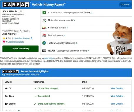 2003 BMW Z4 2.5i Roadster