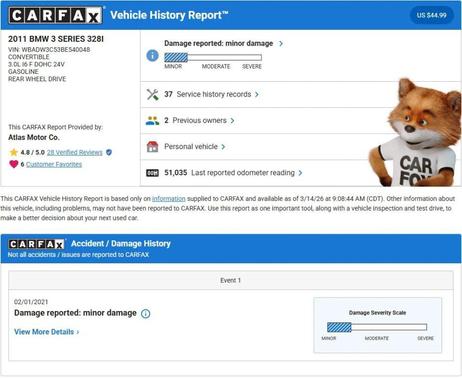 2011 BMW 328 328i Convertible 2D