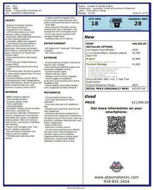 2011 BMW 328 328i Convertible 2D