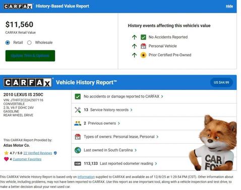 2010 Lexus IS 250C Base