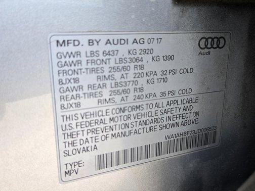 Silver Metallic 2018 Audi Q7 2.0T Premium
