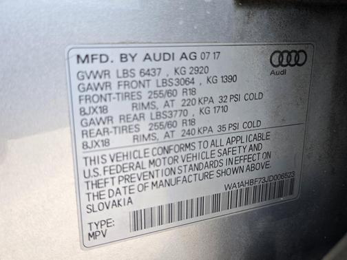 Silver Metallic 2018 Audi Q7 2.0T Premium