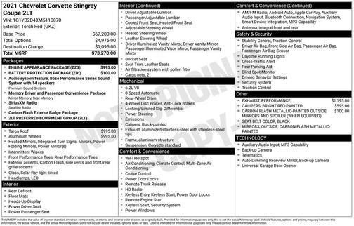 2021 Chevrolet Corvette Stingray w/2LT