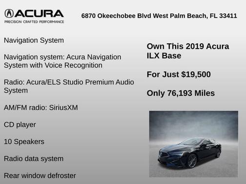 2019 Acura ILX TECHNOLOGY&A-SPEC PACKAGES