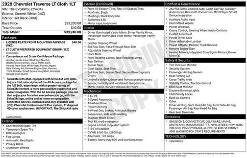 2020 Chevrolet Traverse LT Cloth