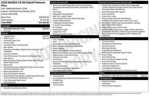 2025 Mazda CX-50 Hybrid Premium Plus Package