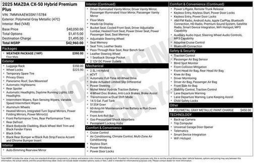 2025 Mazda CX-50 Hybrid Premium Plus Package