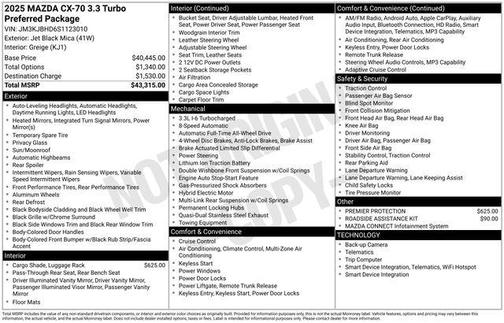 2025 Mazda CX-70 3.3 Turbo Preferred Package
