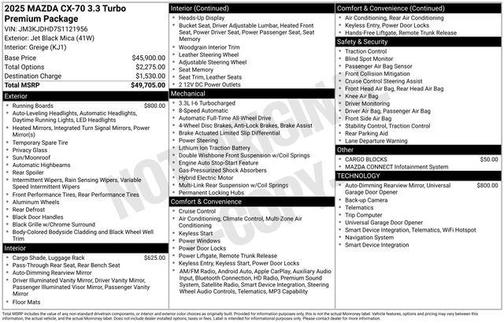 2025 Mazda CX-70 3.3 Turbo Premium Package