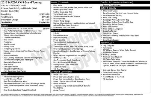Soul Red Crystal Metallic 2017 Mazda CX-5 Grand Touring