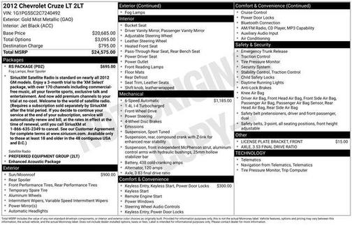 2012 Chevrolet Cruze 2LT