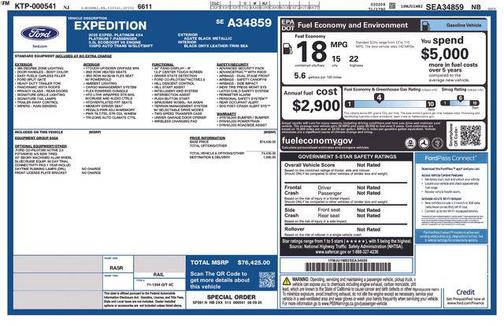 Agate Black Metallic 2025 Ford Expedition Platinum