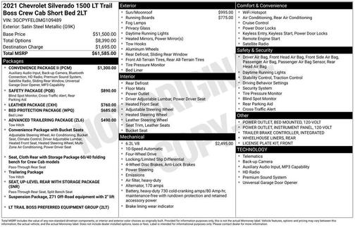 Satin Steel Metallic 2021 Chevrolet Silverado 1500 LT Trail Boss