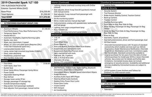 2019 Chevrolet Spark 1LT