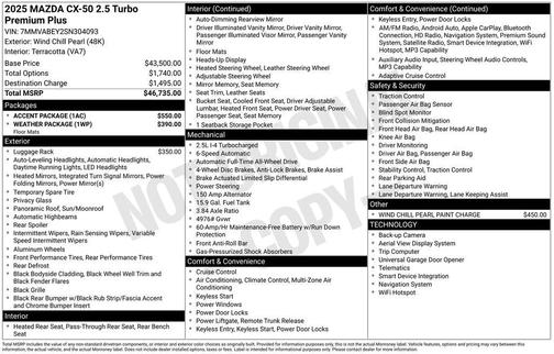 Wind Chill Pearl 2025 Mazda CX-50 2.5 Turbo Premium Plus Package