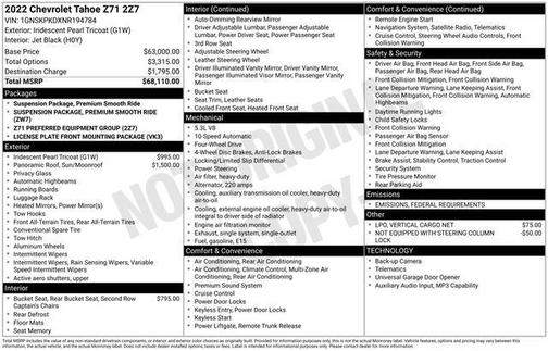 2022 Chevrolet Tahoe 4WD Z71