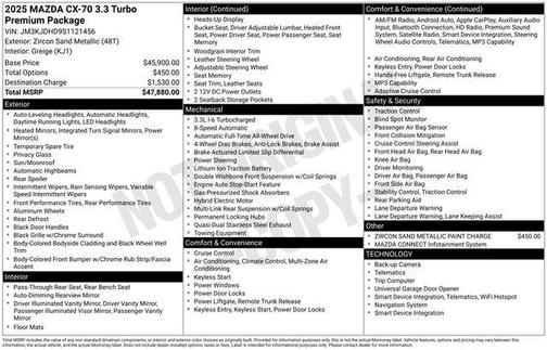 2025 Mazda CX-70 3.3 Turbo Premium Package