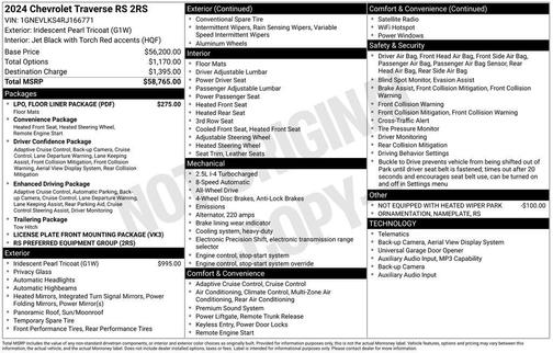 Iridescent Pearl Tricoat 2024 Chevrolet Traverse RS