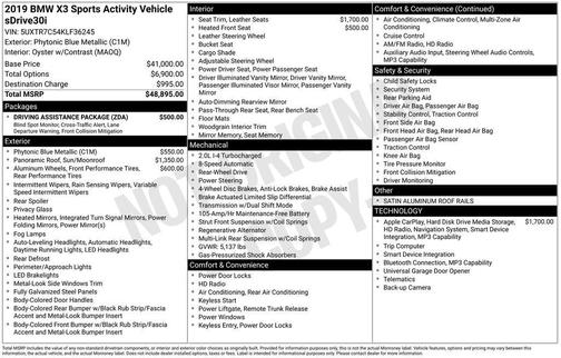 Phytonic Blue Metallic 2019 BMW X3 sDrive30i