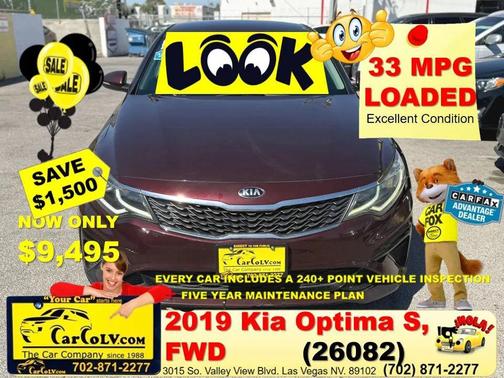 Red 2019 Kia Optima S