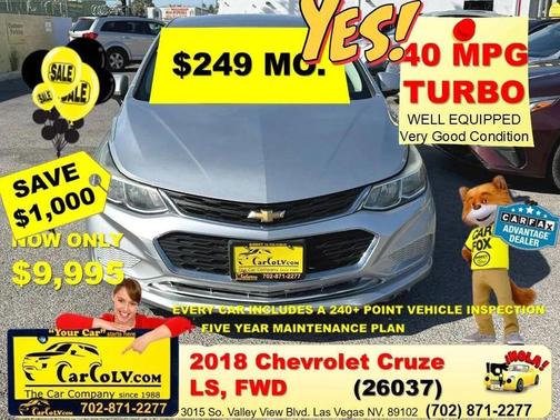 Silver Ice Metallic 2018 Chevrolet Cruze LS