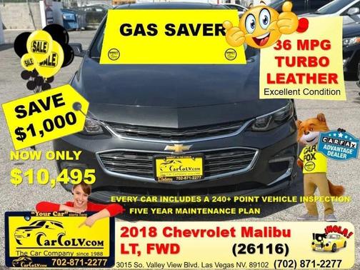 Grey 2018 Chevrolet Malibu LT
