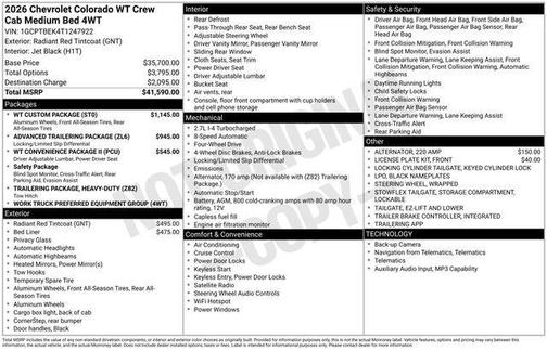 Radiant Red 2026 Chevrolet Colorado WT