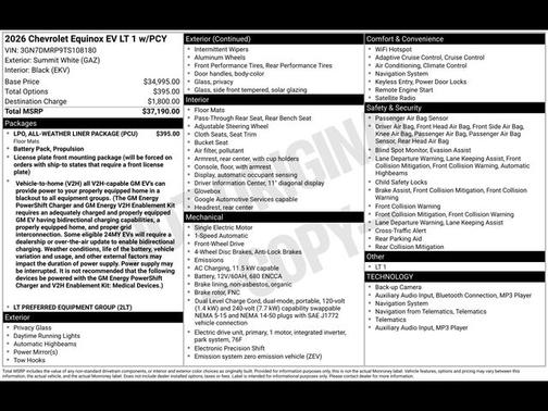 Summit White 2026 Chevrolet Equinox EV LT 1