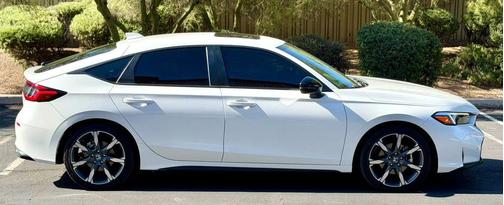 Platinum White Pearl 2025 Honda Civic Hybrid Sport Touring