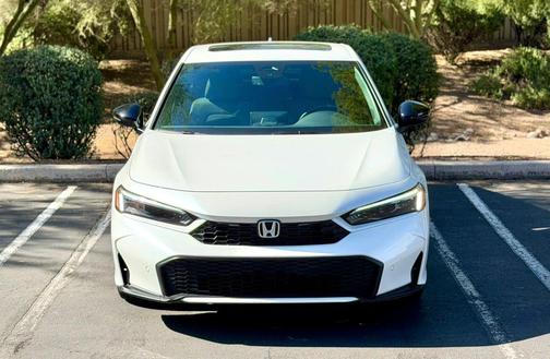 Platinum White Pearl 2025 Honda Civic Hybrid Sport Touring