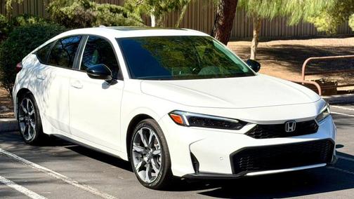 Platinum White Pearl 2025 Honda Civic Hybrid Sport Touring