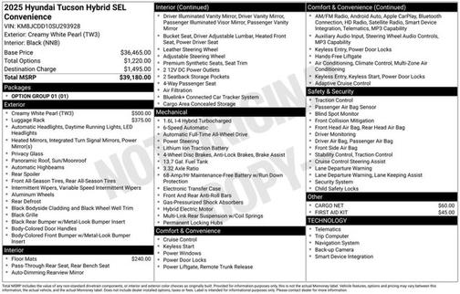 Creamy White Pearl 2025 Hyundai TUCSON Hybrid SEL Convenience