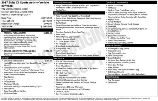 Dark Olive Metallic 2017 BMW X1 sDrive28i