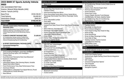 Mineral White Metallic 2023 BMW X7 M60i