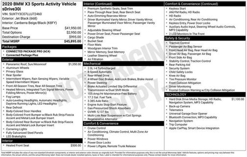 Jet Black 2020 BMW X3 sDrive30i