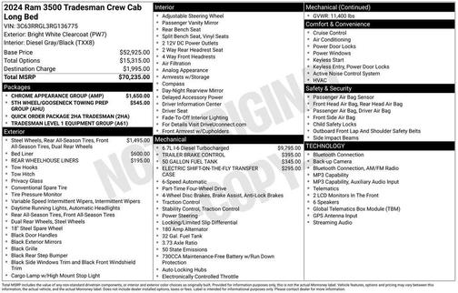 Bright White Clearcoat 2024 RAM 3500 Tradesman