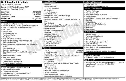 Bright White Clearcoat 2014 Jeep Patriot Latitude