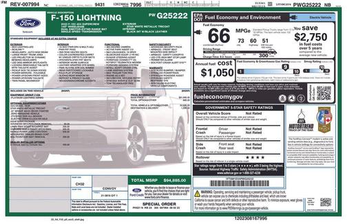 Star White Metallic Tri-Coat 2023 Ford F-150 Lightning Pro
