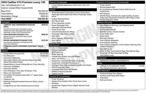 2020 Cadillac XT4 Premium Luxury