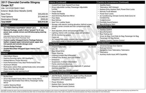 2017 Chevrolet Corvette Stingray