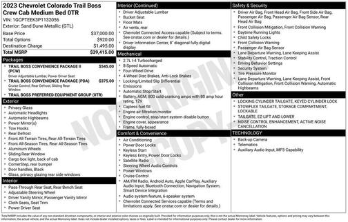 Sand Dune Metallic 2023 Chevrolet Colorado Trail Boss