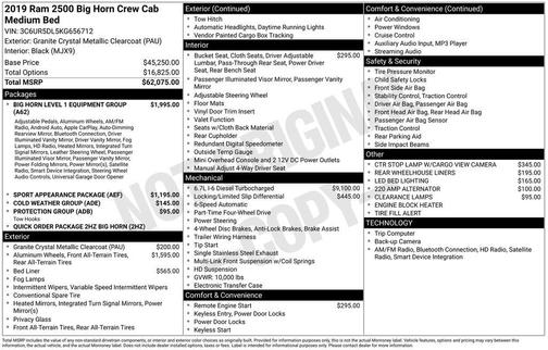 2019 RAM 2500 Big Horn