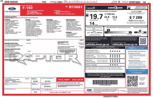 Agate Black Metallic 2025 Ford F-150 Raptor R