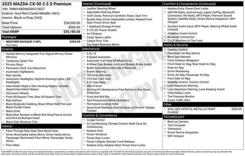 2025 Mazda CX-50 2.5 S Premium Package